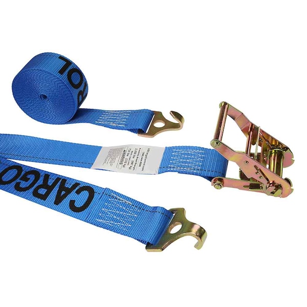 Us Cargo Control 2" x 20' Blue Plate Trailer Strap w/ F-Hook And Ratchet 5320FNH1012-BLU - main